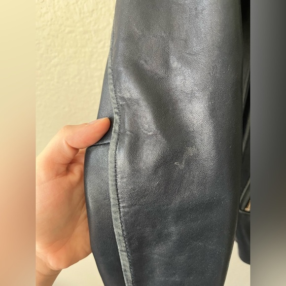 Gianni Bini Distressed Blue Leather Moto Jacket Women’s Size XS - Picture 12 of 16